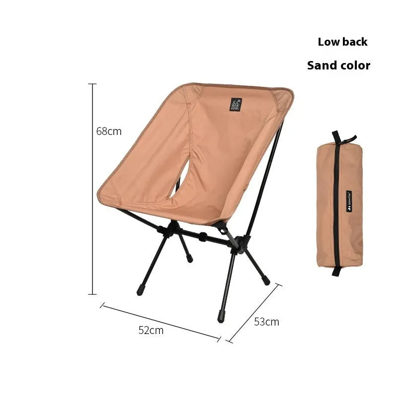 Aluminium alloy folding moon chair in outdoor setting with Oxford cloth seating and foldable frame