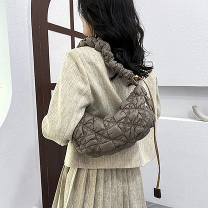 Women's Cloud Underarm Bag in nylon with 35cm width, 20cm height, and 120cm strap in a solid colour option