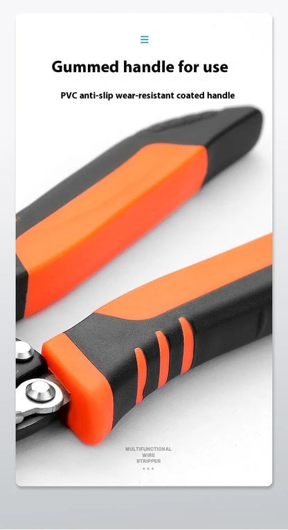 Fully automatic wire stripping pliers tool with high carbon steel blades for electrical work