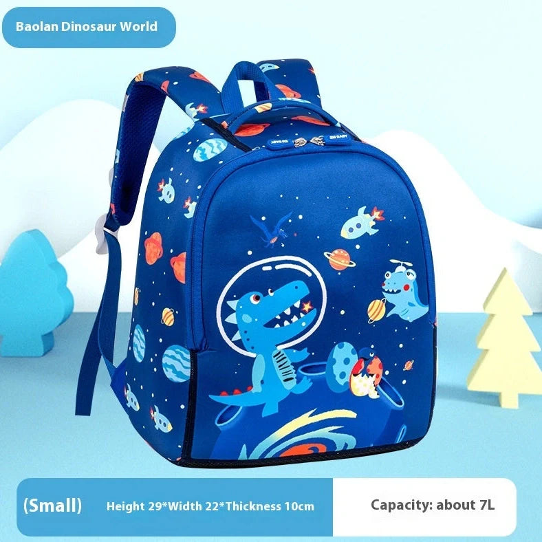 Children's schoolbag with air pillow belts showing forest animal pattern in royal blue colour