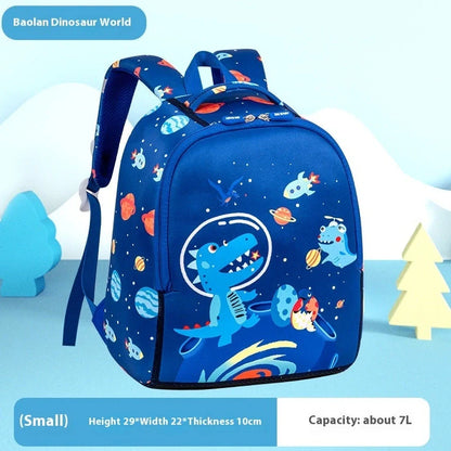 Children's schoolbag with air pillow belts showing forest animal pattern in royal blue colour