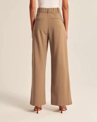 Women's high waist straight trousers with pockets and wide leg design in various colors