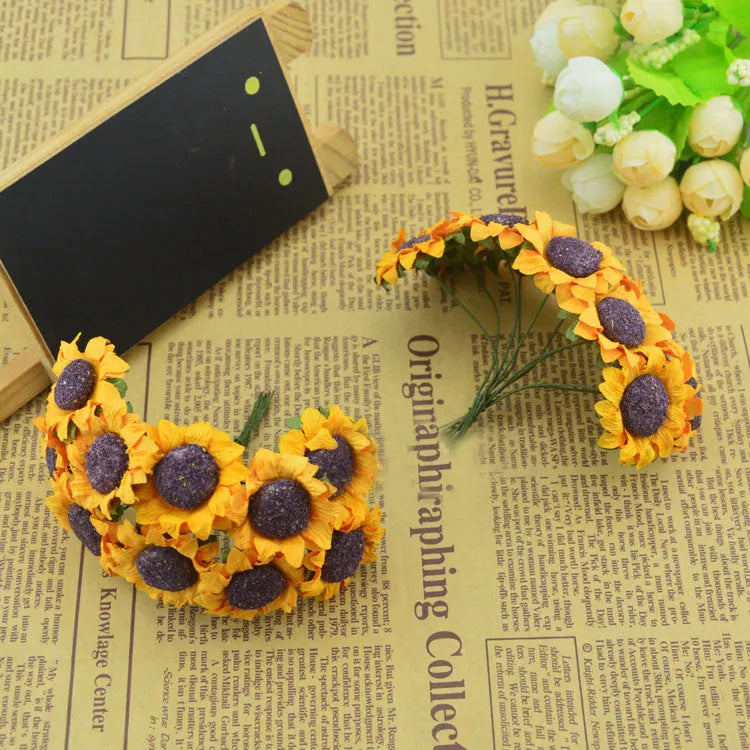 DIY sunflower garland and bouquet set for wedding decorations in vibrant yellow and orange