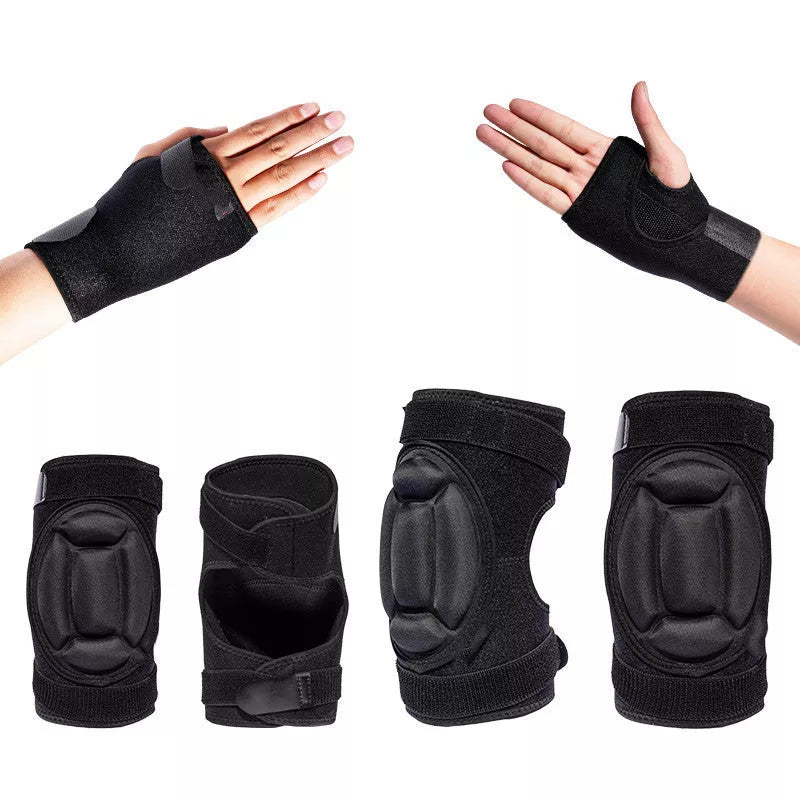 Roller skating and skiing hip, knee, and elbow protection set with adjustable straps