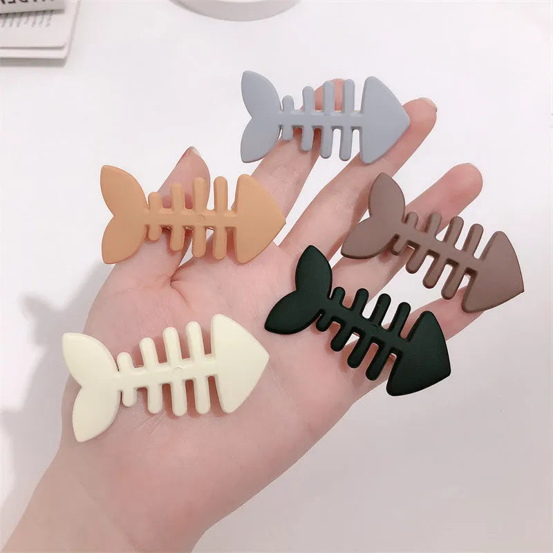 Fishbone Barrettes Minimalist Candy Colour Hair Clip Duckbill Clip Simple Style Women's Hair Accessory Cute Funny Side Bangs Barrettes Hairpin Plastic Resin Barrettes