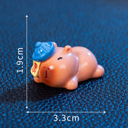Eight Halloween character capybara resin decorations including pumpkin, zombie and vampire designs