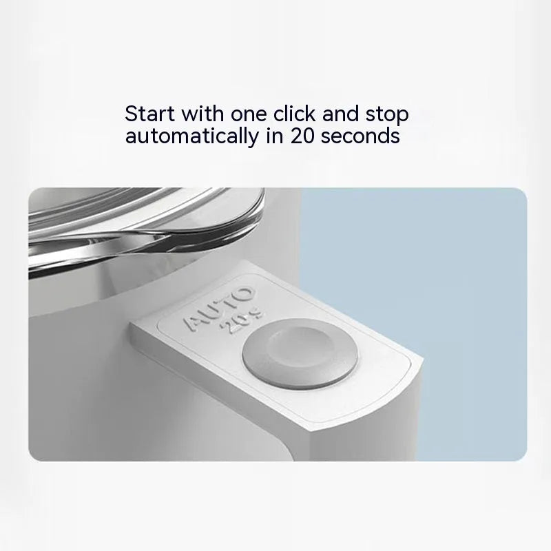 White automatic magnetic stirring coffee cup with stainless steel interior on a desk