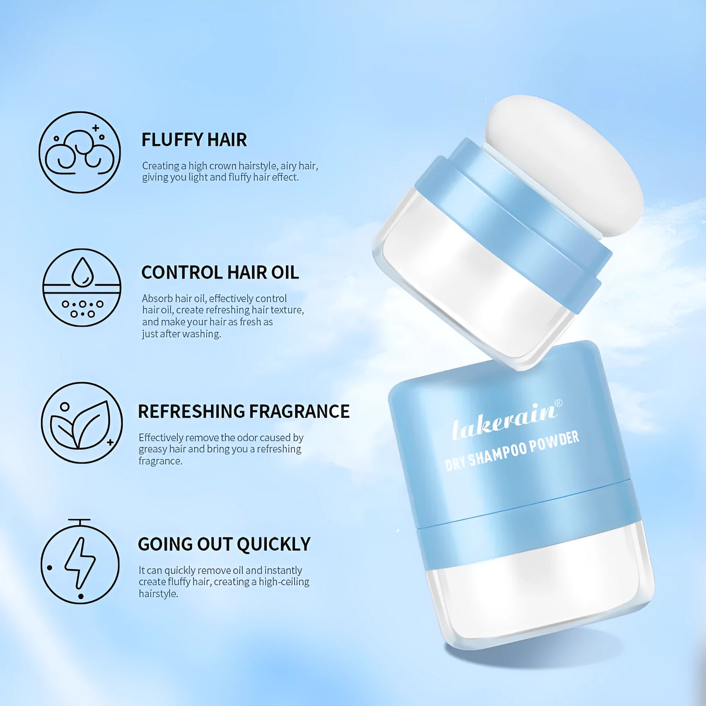 Disposable 5g hair dry cleaning booster powder with sponge applicator and headband