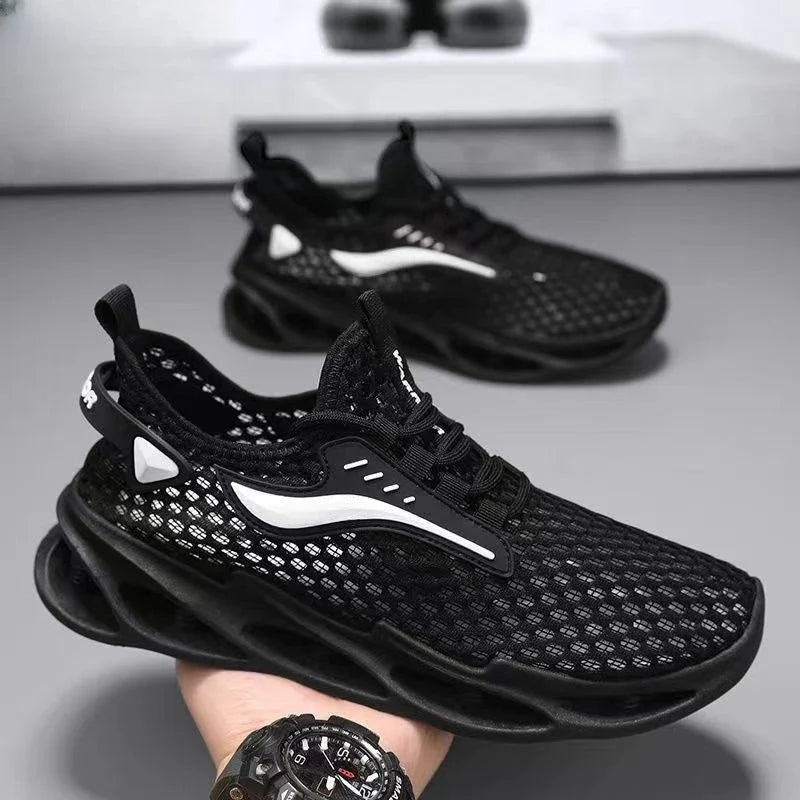 Breathable mesh sports shoes for men with a stylish lace-up design, offering comfort and versatility for everyday wear or light workouts.