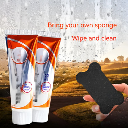 Car windshield scavenging agent white paste in 65ml container with spong mop applicator for oil stain removal