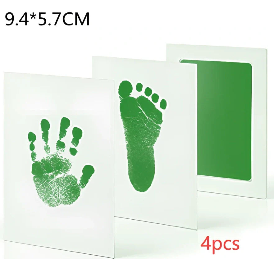Disposable ink baby hand and foot print kit with six colour options and two size formats