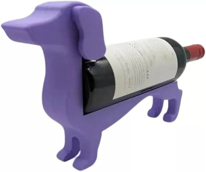Dachshund-shaped wine bottle holder in various colors for creative home decor