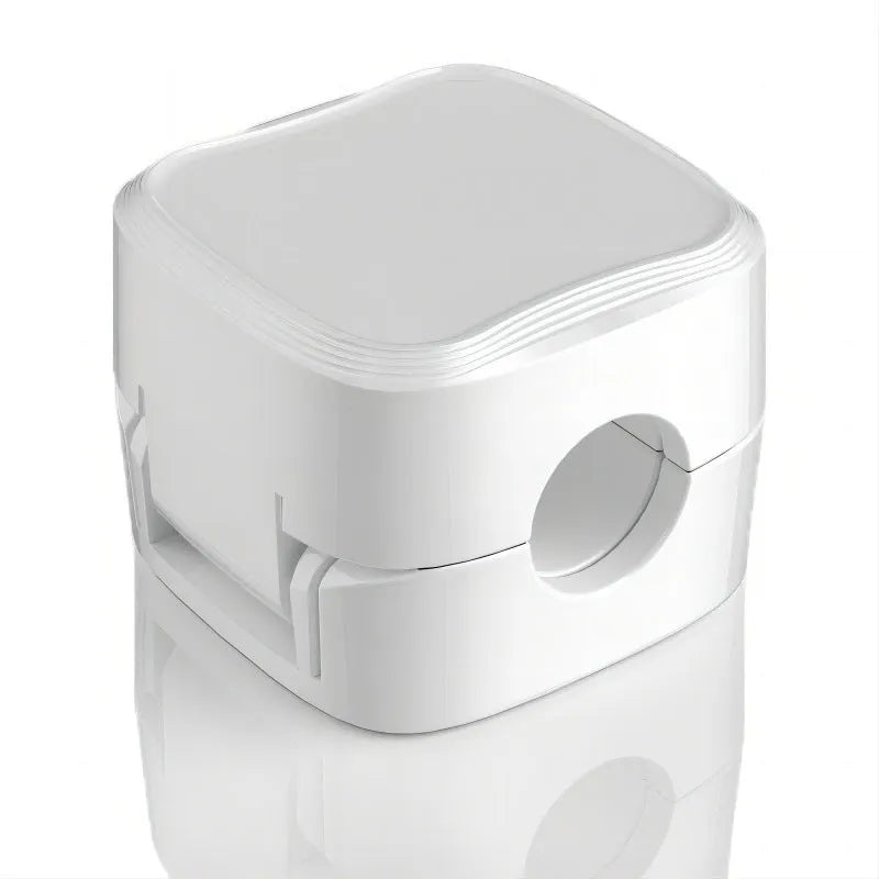 Black and white magnetic cable clips for under desk cable management with adhesive backing