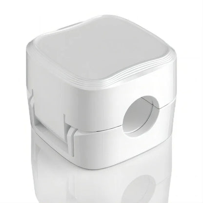 Black and white magnetic cable clips for under desk cable management with adhesive backing