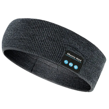 Bluetooth 5.4 head band with eye mask and sports scarf functions in black, dark grey, or grey-white colours