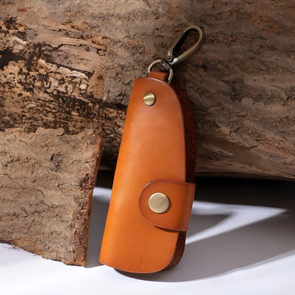 Handmade genuine leather car key storage bag in black, brown, coffee or purplish red