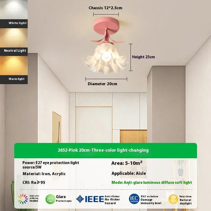Cream Linglan flower design corridor aisle light with LED illumination and remote control for dimming