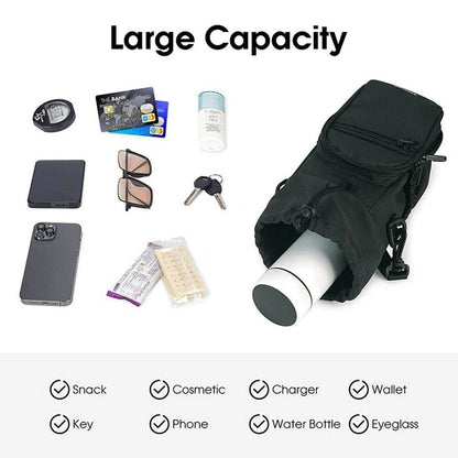Crossbody water bottle shoulder bag in cloth material with adjustable strap