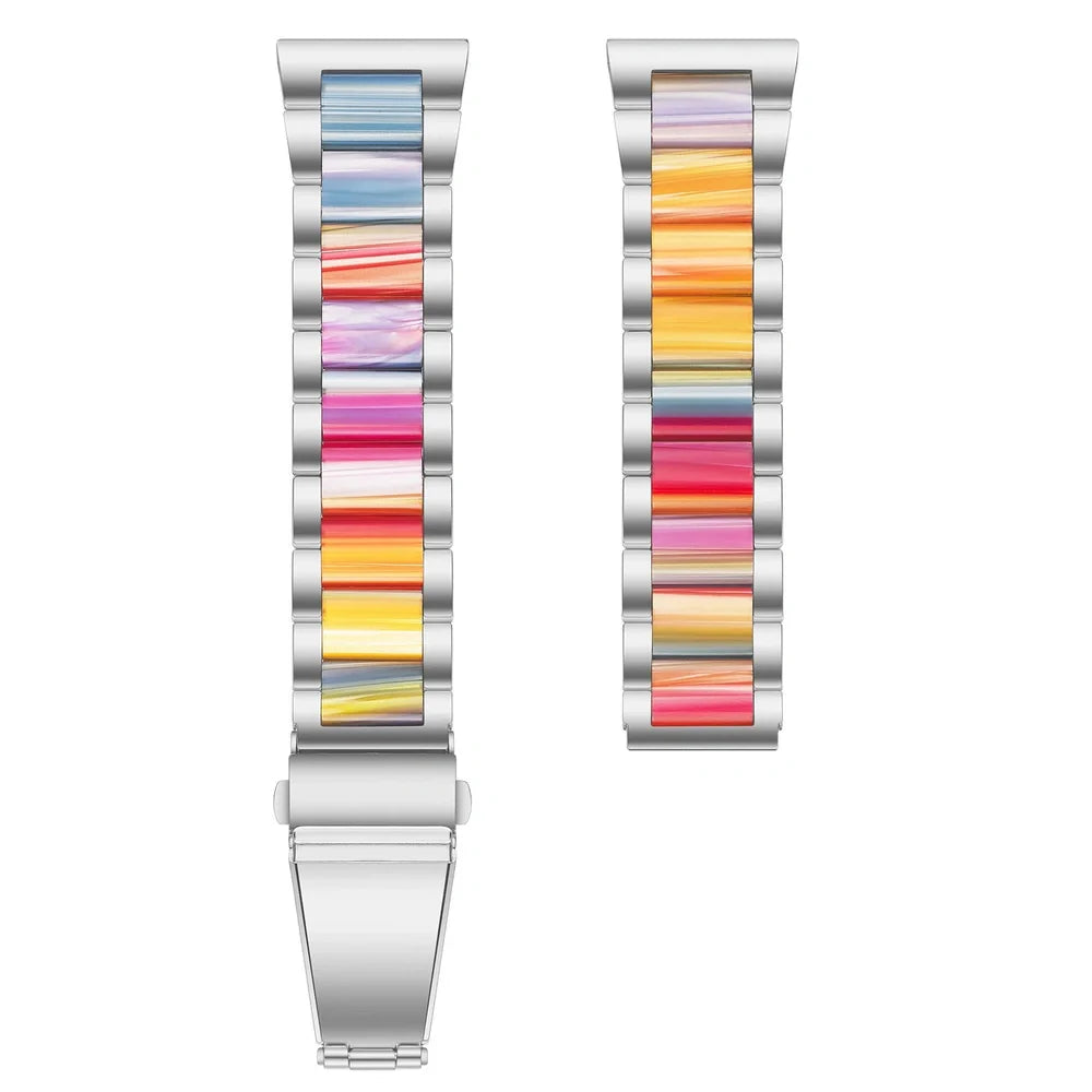 Fashion Personality resin watch strap in multiple colours showing 18cm length and connection points for Apple Watch and universal 22mm watches