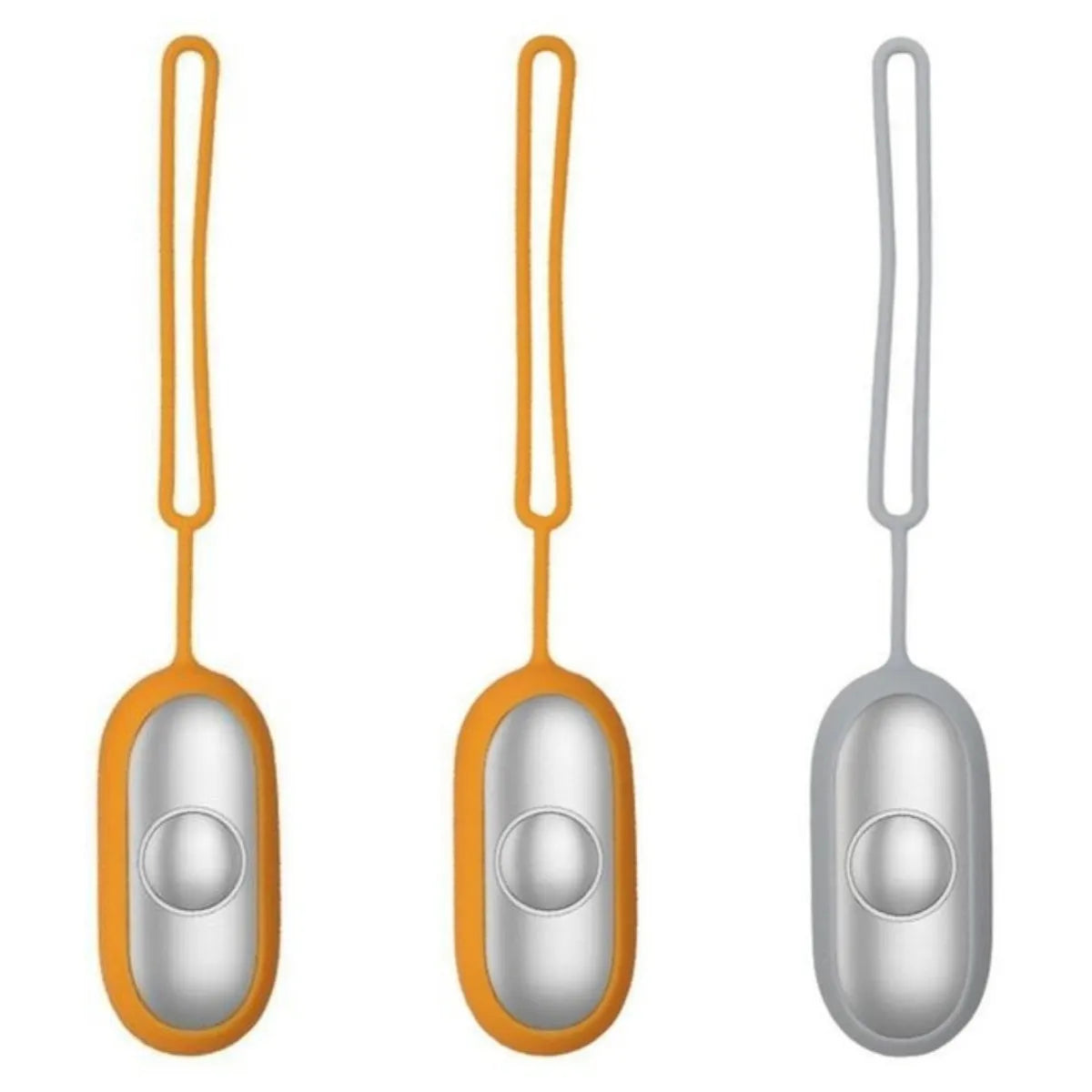 Hand-held micro-current sleep aid device in grey, green, and orange colour options