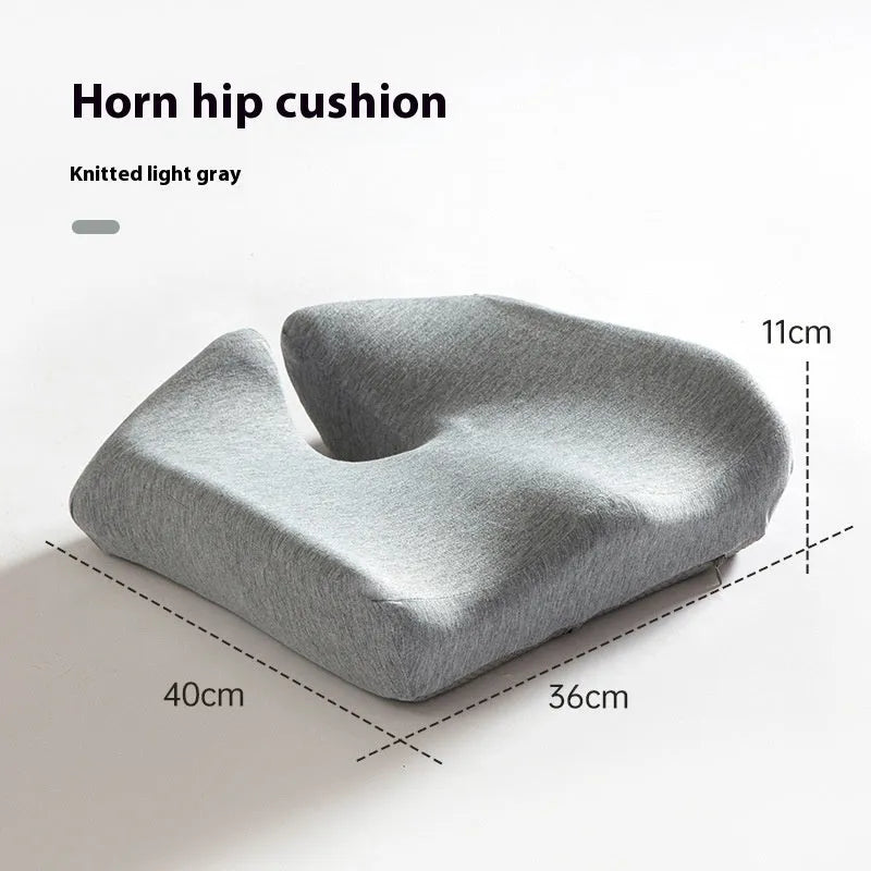 Memory foam office chair cushion with contoured waist support measuring 36x40x11cm in dark grey
