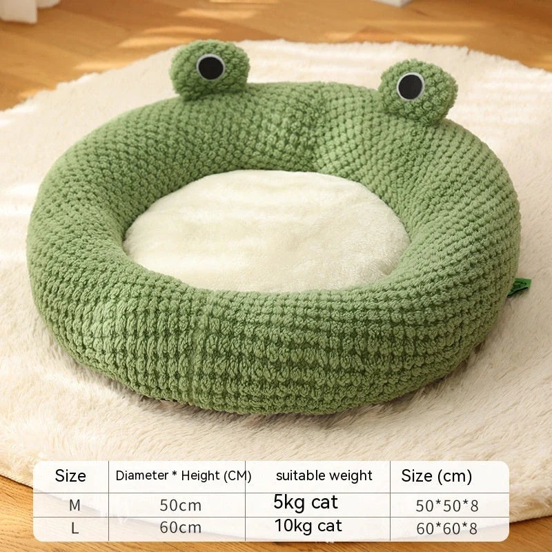 Little Frog Series Warm Plush Mat for small pets under 5KG in green frog design