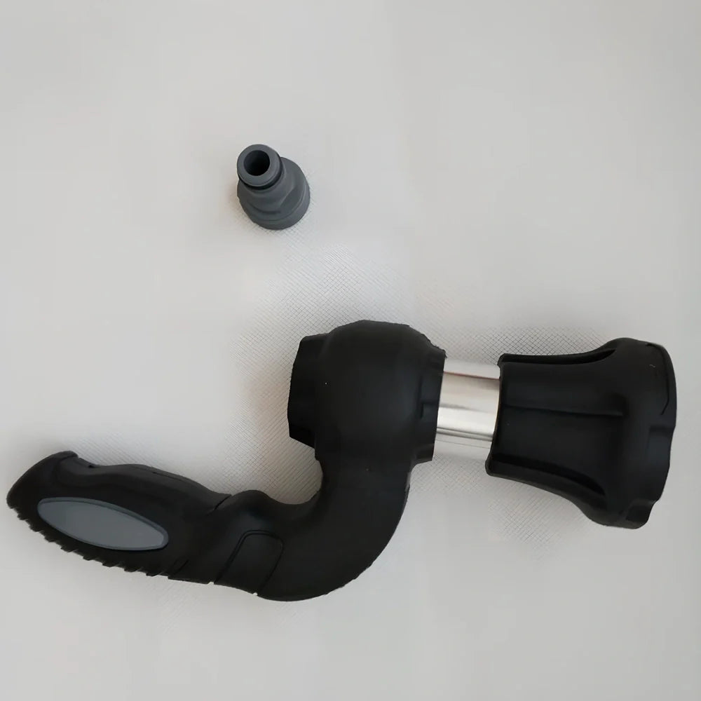 Black Mighty Power Hose Blaster Nozzle with five spray settings and ergonomic handle for garden and car washing