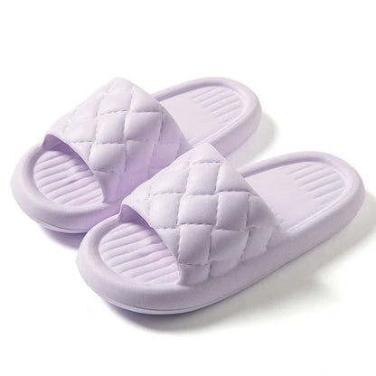Stylish and comfortable EVA slippers with unique rhombus design, available in various colors for indoor and bathroom use