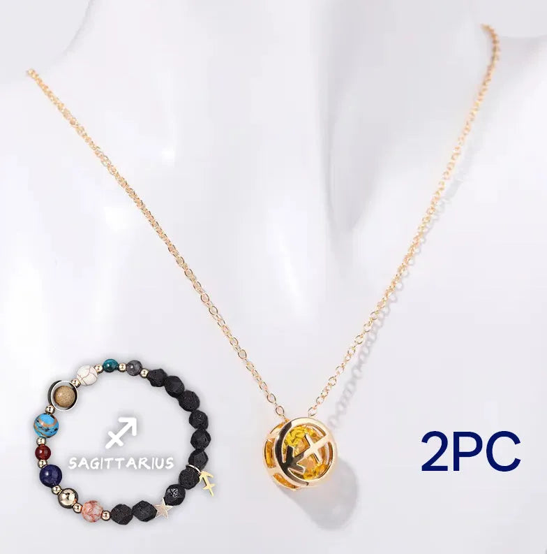 Natural stone beaded necklace and matching bracelet jewellery set with semi-precious gemstones