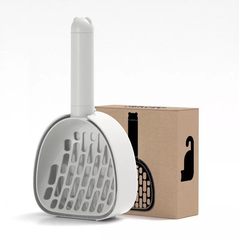 Durable plastic cat litter scoop with base for easy pet litter box cleanup