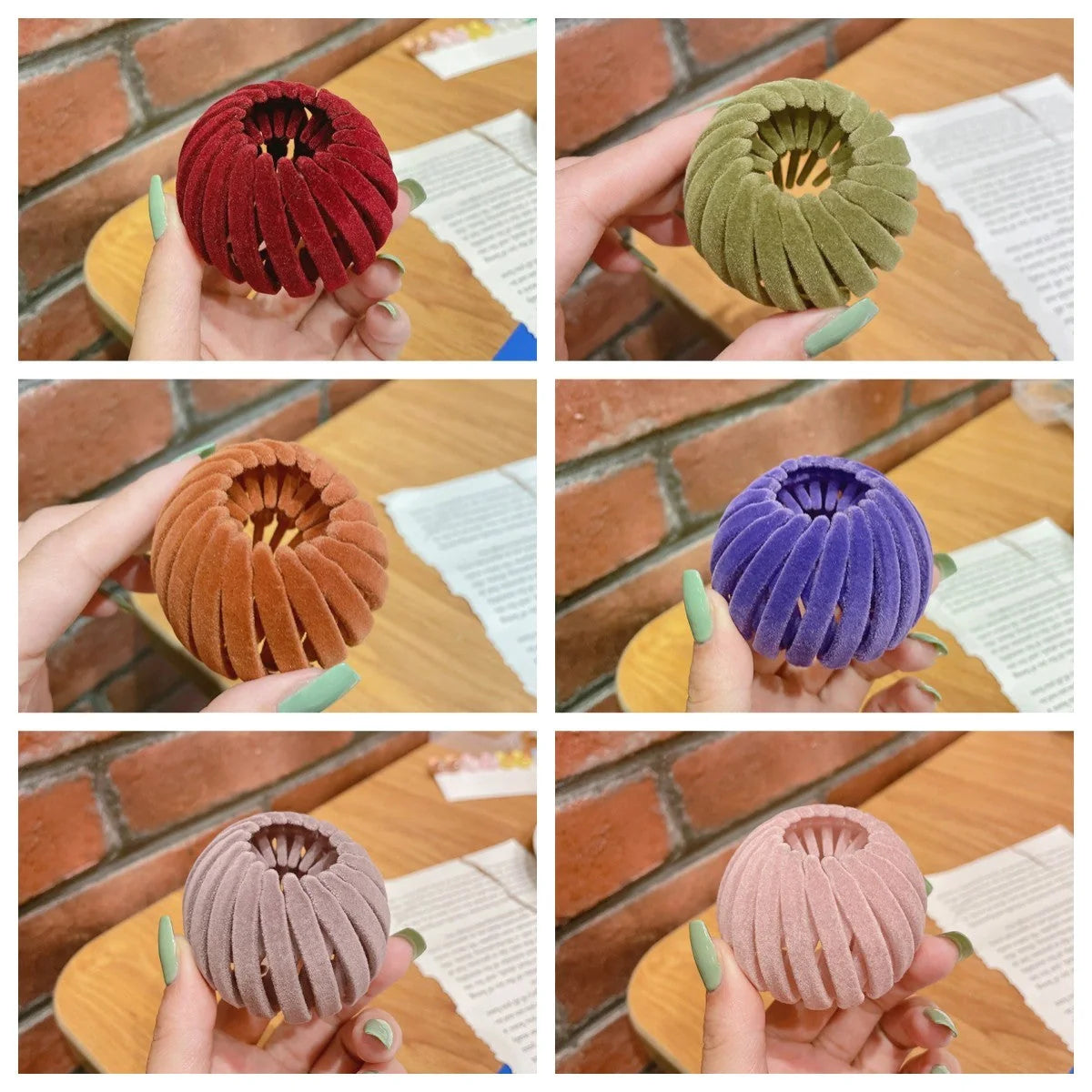 Velvet Bird's Nest Hair Ring Hairpin in various colors for stylish high ponytails