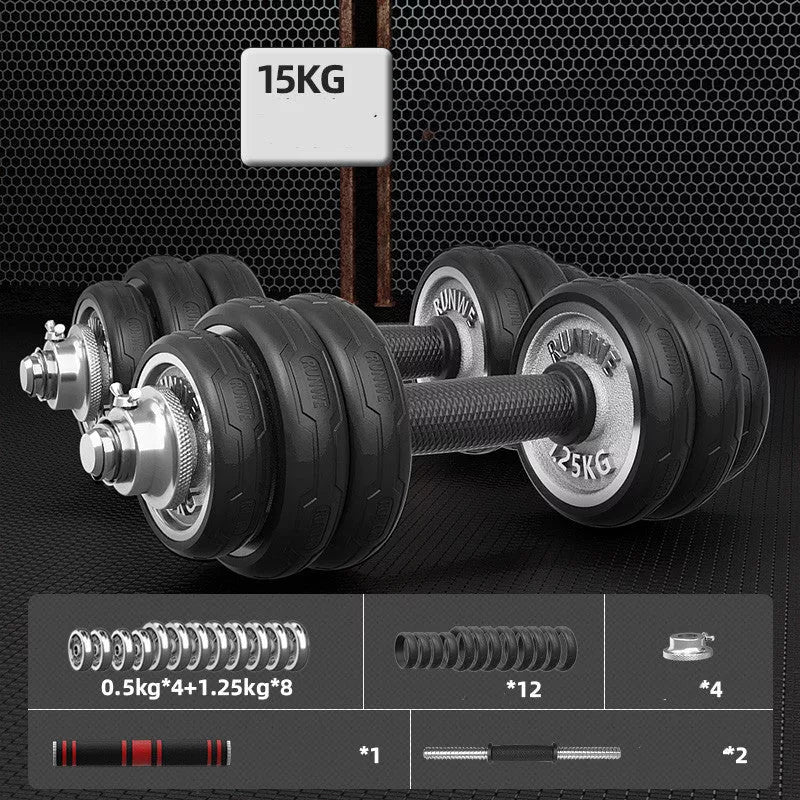 Men's Electroplating Pure Iron Barbell Set with multiple weight options and protective covers