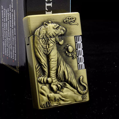 Embossed Chinese Dragon Gas Lighter with intricate design and metal construction