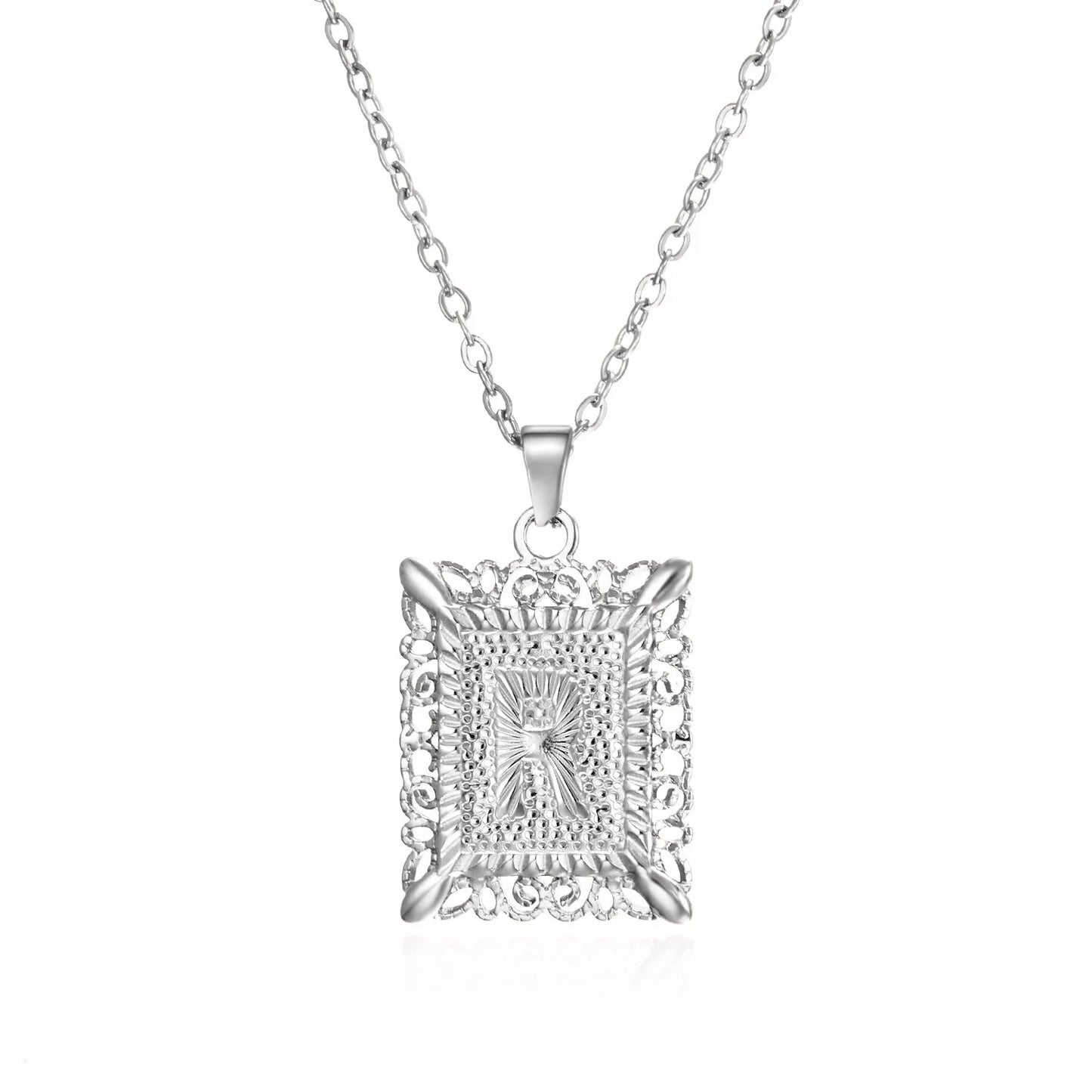 Personalized initial letter necklace in gold or steel, featuring any letter from A to Z