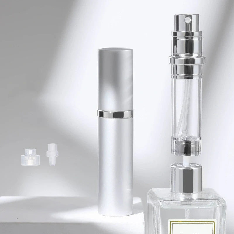 Portable perfume atomizer with compact, travel-friendly design and multiple color options