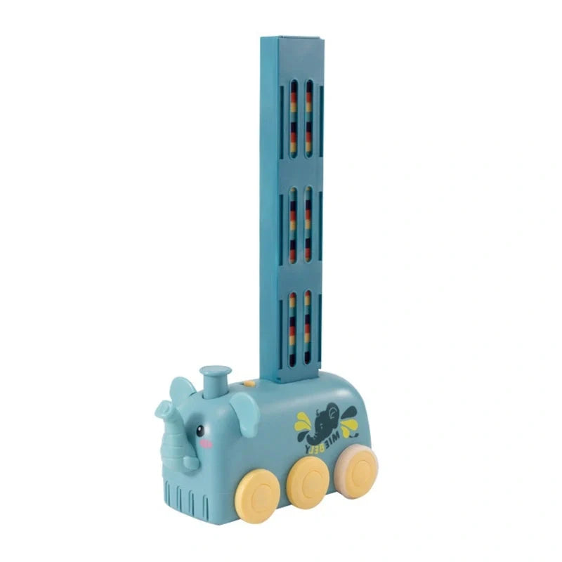 Domino Train Toy Stacking Block Set with Electric Car for Kids