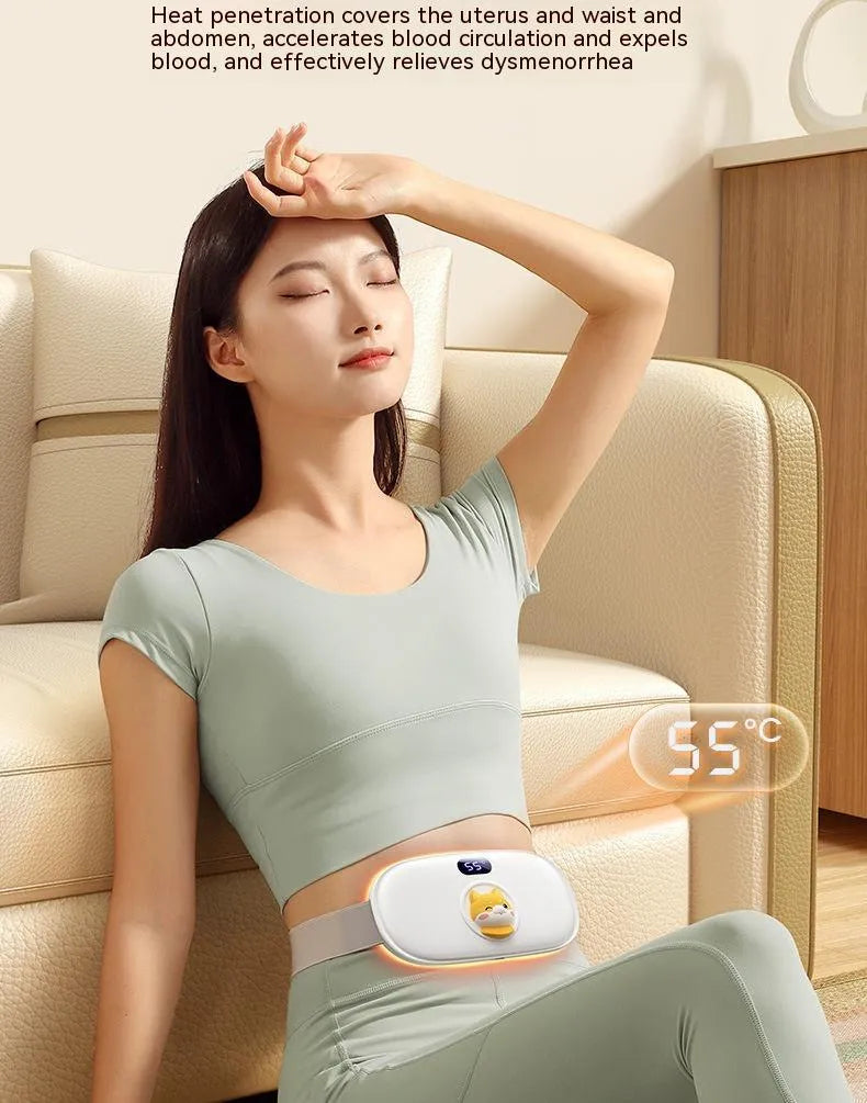 Stomach heating belt in cute cat beige, 2000mAh, 45-65°C adjustable, ABS flannel, 188x95x37mm