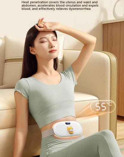 Stomach heating belt in cute cat beige, 2000mAh, 45-65°C adjustable, ABS flannel, 188x95x37mm