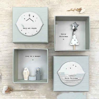 Boxed resin Guardian Angel ornament with modern design in multiple style options