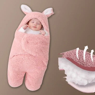 Baby Hold newborn swaddle sleeping bag with lamb wool fabric in blue colour option
