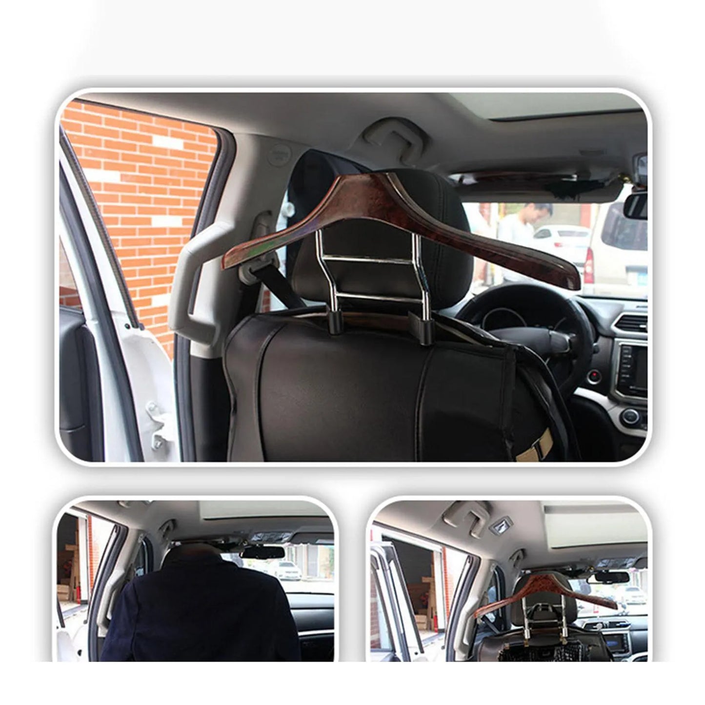 Wood yellow stainless steel car clothes hanger measuring 46.5cm for suits and uniforms