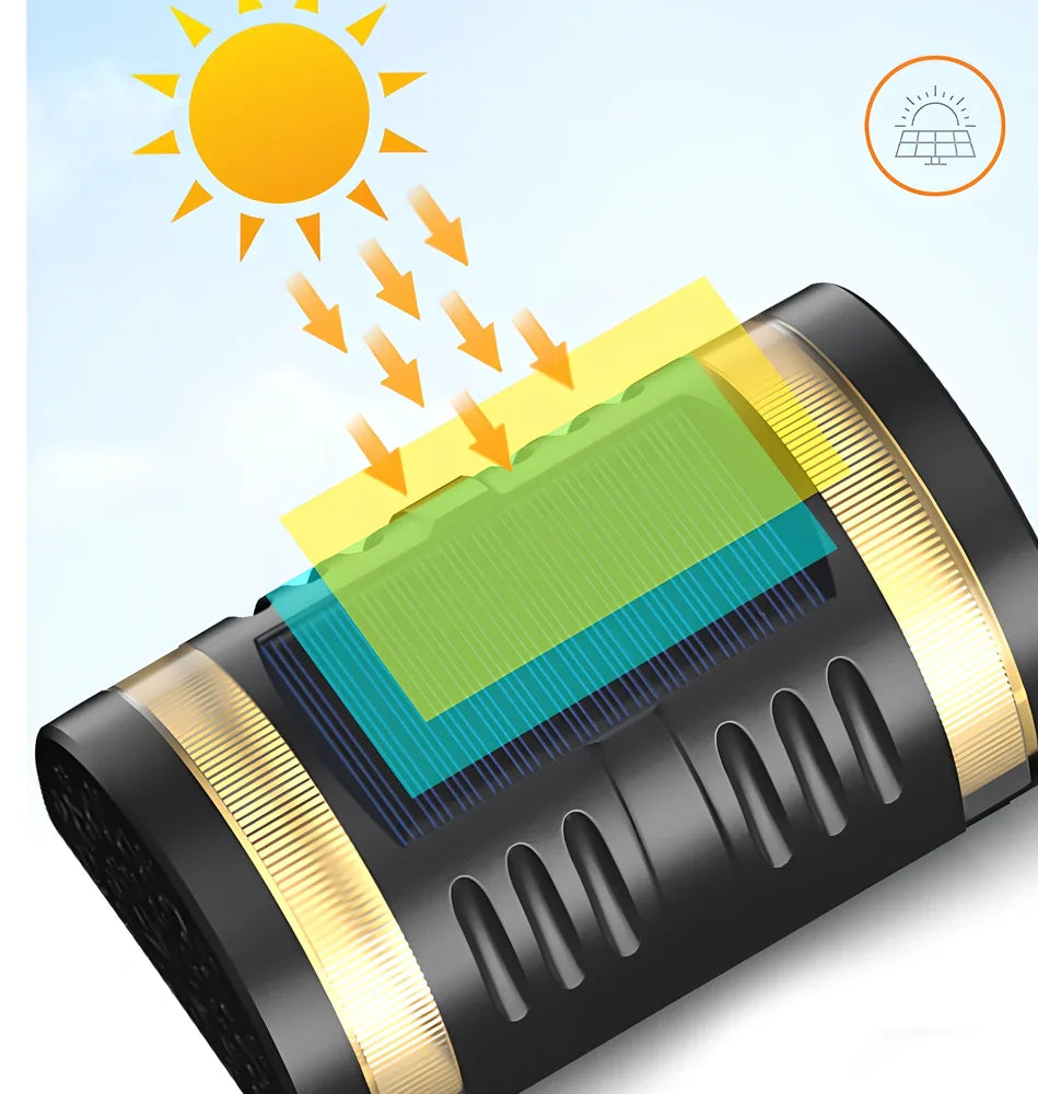 Solar-powered outdoor wall light with waterproof ABS housing measuring 90x60x151mm