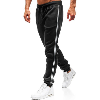 Men's summer casual sports trousers, loose tapered stitching, black or dark grey, sizes S to XXXL
