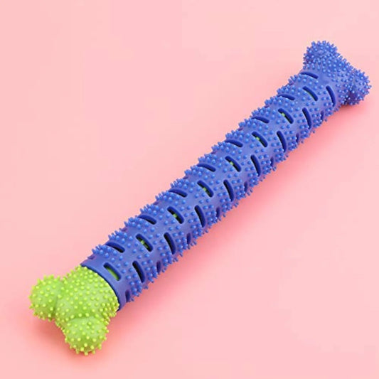 Blue Green Pet Molar Tooth Cleaner for dogs with serrated brush head and nodules, 25cm long