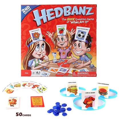 Interactive guessing board game with cards and pieces, perfect for family fun and engaging entertainment