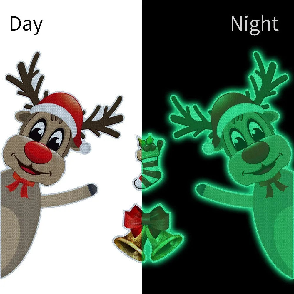 Christmas elk bell cartoon magnetic bumper sticker with luminous reflective design