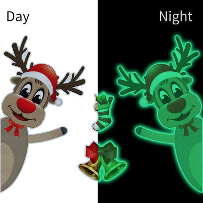 Christmas elk bell cartoon magnetic bumper sticker with luminous reflective design