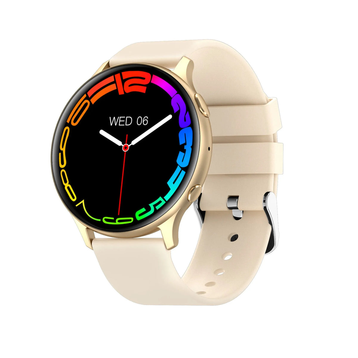 Smart watch with Bluetooth call, 1.32in TFT screen, silicone strap, magnetic charging cable, Black Gold Pink colours