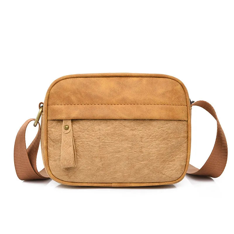 Men's crossbody bag in black, silver or brown, paper outer, polyester lining, waterproof, retro style