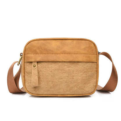 Men's crossbody bag in black, silver or brown, paper outer, polyester lining, waterproof, retro style
